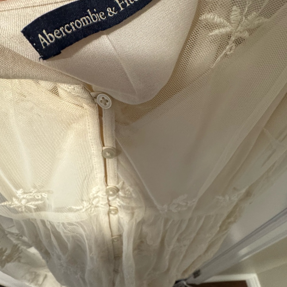 Abercrombie & Fitch Ivory Embroidered Midi Dress - Picture 3 of 4